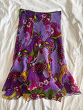 Vintage 1990s purple floral midi floaty skirt