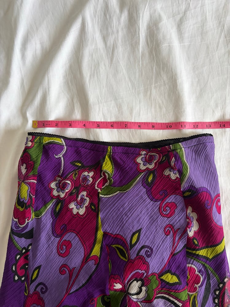 Vintage 1990s purple floral midi floaty skirt