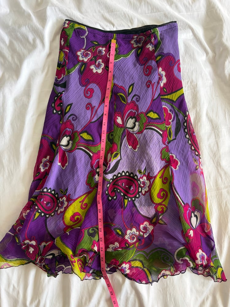 Vintage 1990s purple floral midi floaty skirt
