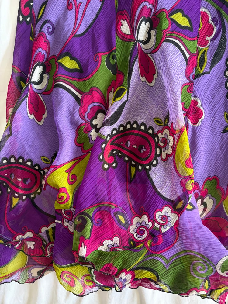 Vintage 1990s purple floral midi floaty skirt
