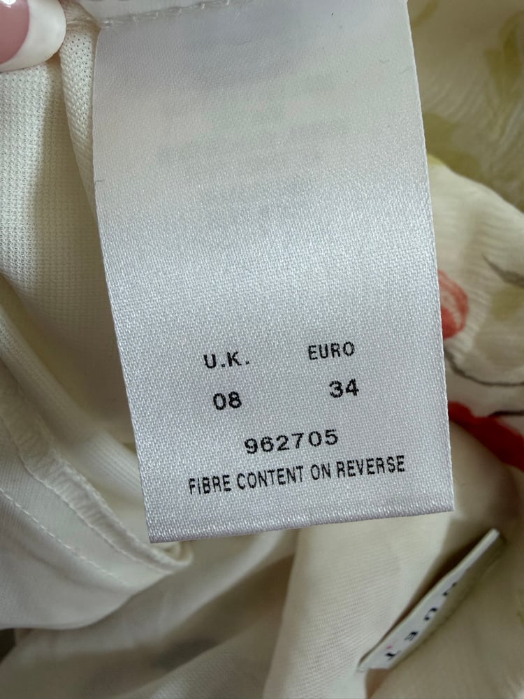 Vintage 1990s  silk cream and red floral maxi skirt with floaty hem 
