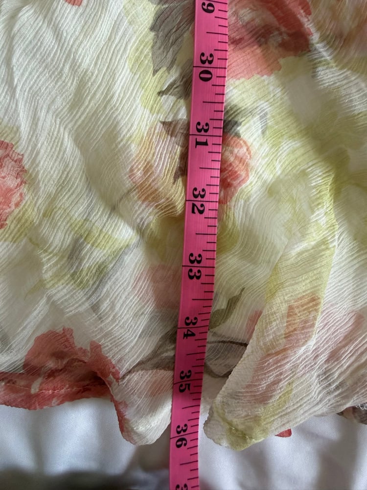 Vintage 1990s  silk cream and red floral maxi skirt with floaty hem 