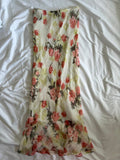 Vintage 1990s  silk cream and red floral maxi skirt with floaty hem 