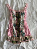 Vintage Y2K 2000s deadstock pink fairy top with lace and sparkles