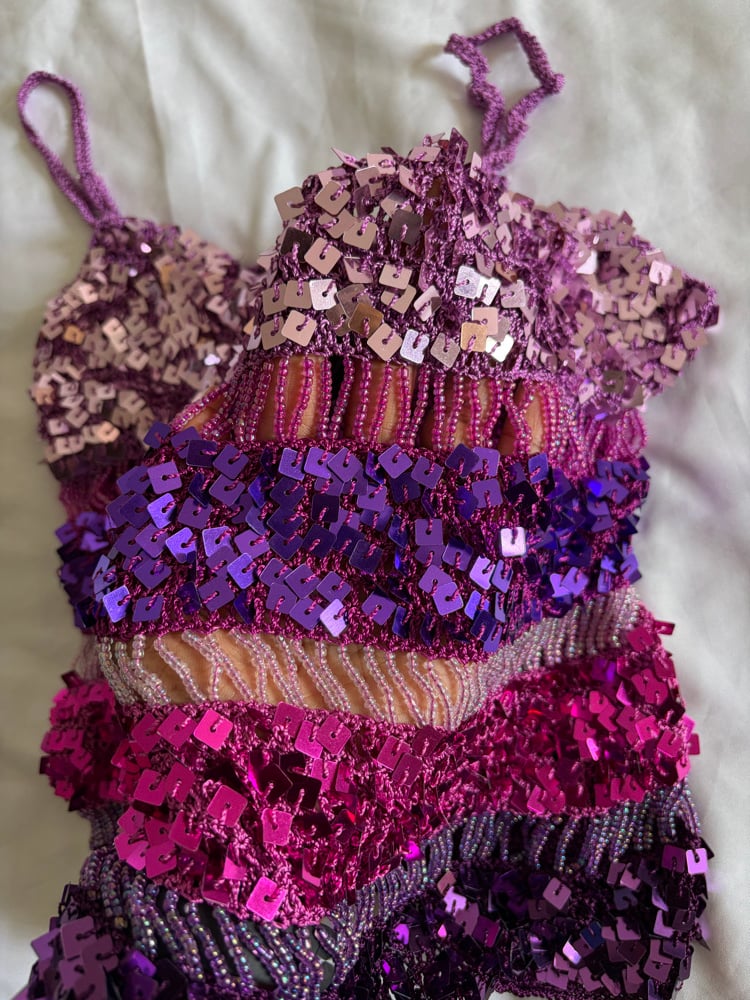 Vintage Y2K 2000s rare deadstock crochet sequin cami with beaded detail