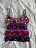 Vintage Y2K 2000s rare deadstock crochet sequin cami with beaded detail