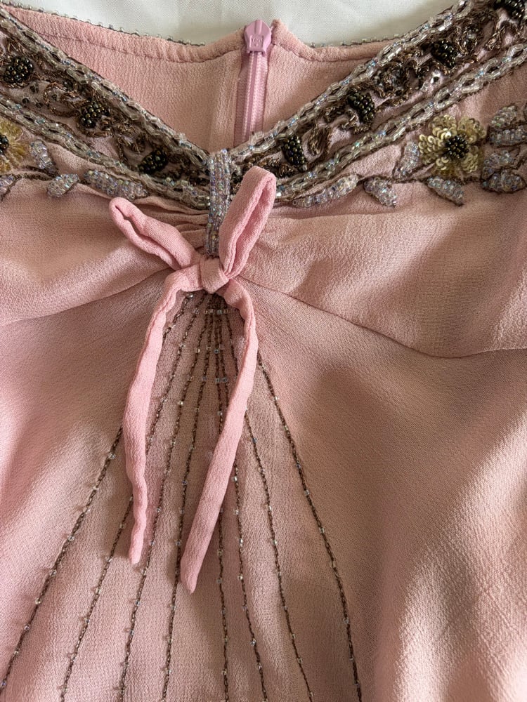 Vintage Y2K 2004 Karen Millen pink handkerchief hem cami with beaded bust detail
