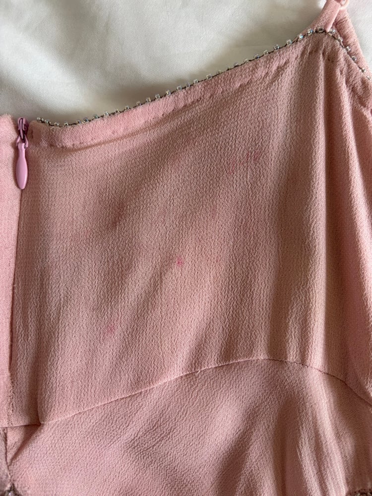 Vintage Y2K 2004 Karen Millen pink handkerchief hem cami with beaded bust detail