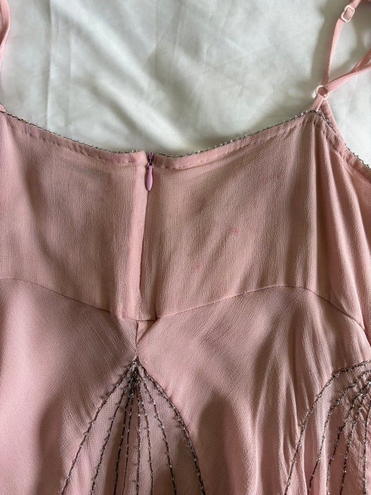 Vintage Y2K 2004 Karen Millen pink handkerchief hem cami with beaded bust detail