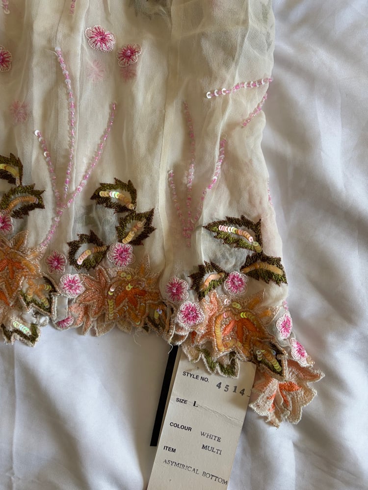 Vintage Y2K Aftershock asymmetrical hem silk fairy cami with beads and sequins