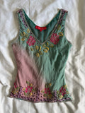 Vintage Y2K Aftershock ombre silk beaded and sequin fairy cami