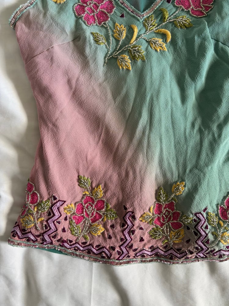 Vintage Y2K Aftershock ombre silk beaded and sequin fairy cami