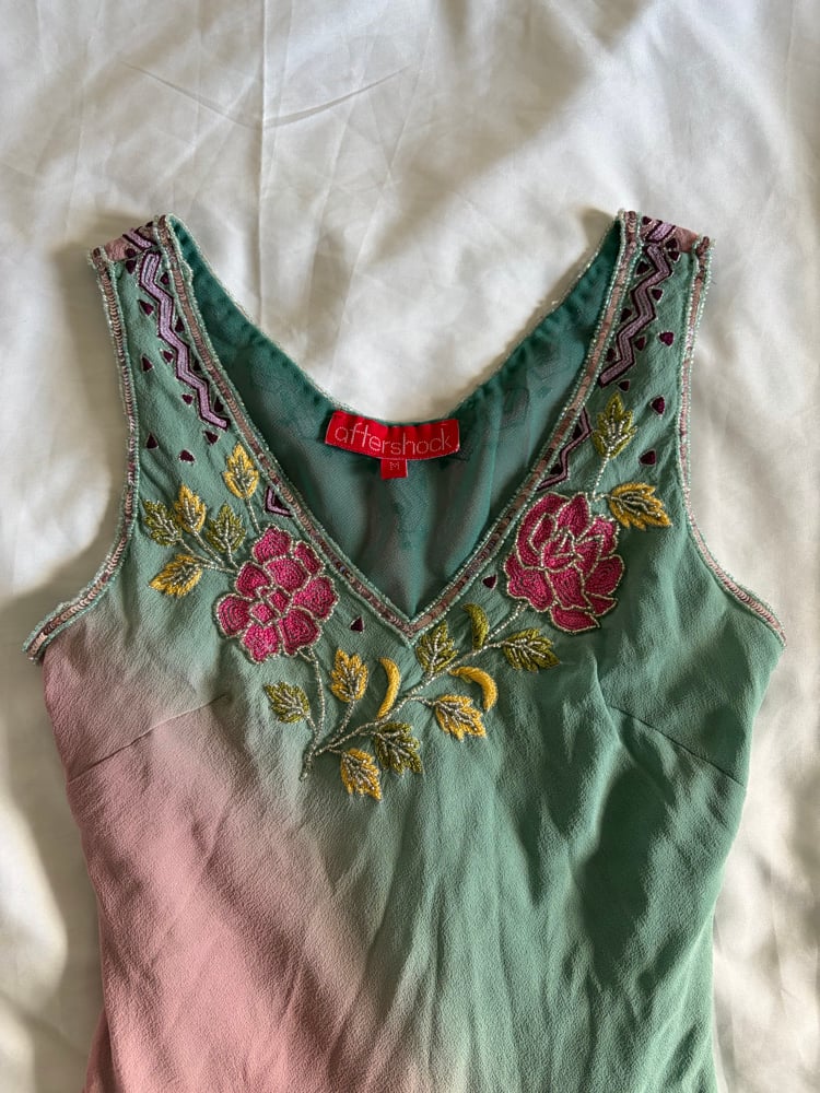 Vintage Y2K Aftershock ombre silk beaded and sequin fairy cami
