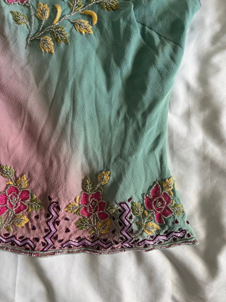 Vintage Y2K Aftershock ombre silk beaded and sequin fairy cami