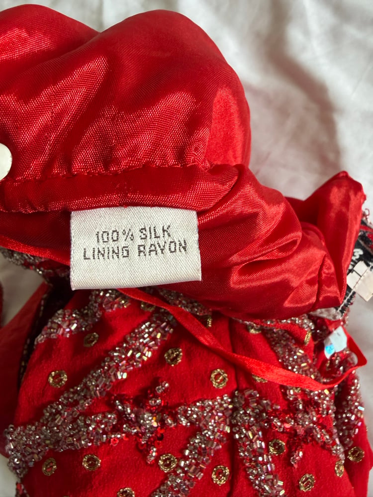 Vintage Y2K Aftershock red sequin and beaded halter neck corset style top
