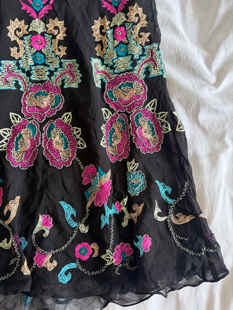 Vintage Y2K Aftershock silk black beaded midi fairy skirt