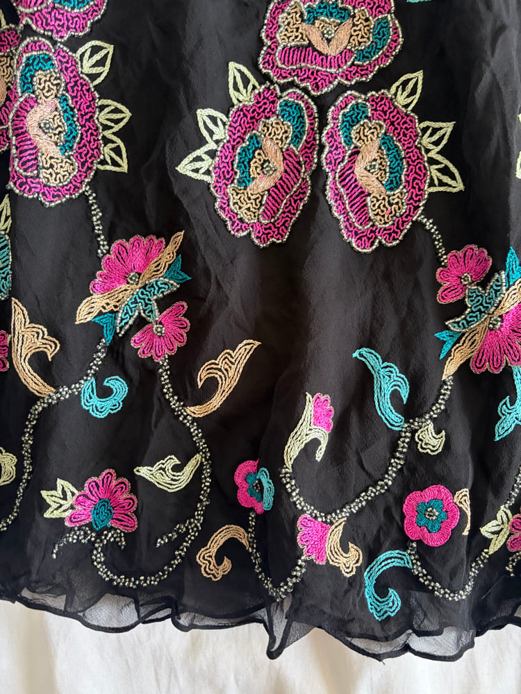 Vintage Y2K Aftershock silk black beaded midi fairy skirt