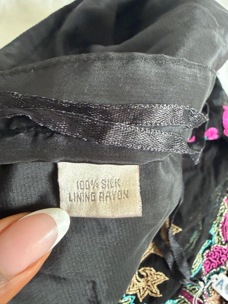 Vintage Y2K Aftershock silk black beaded midi fairy skirt