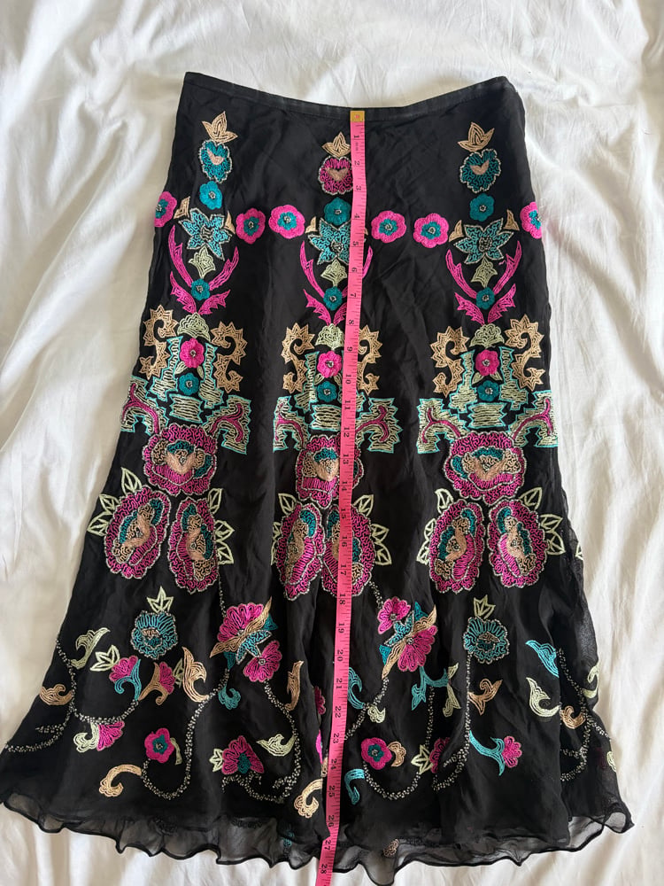 Vintage Y2K Aftershock silk black beaded midi fairy skirt