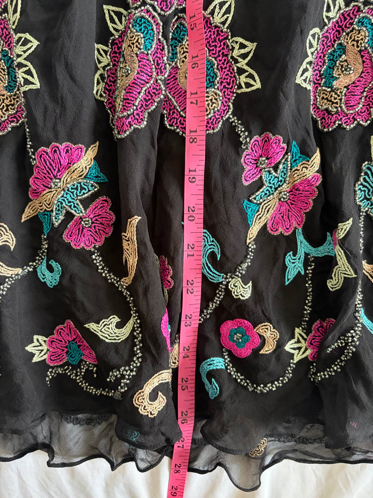 Vintage Y2K Aftershock silk black beaded midi fairy skirt