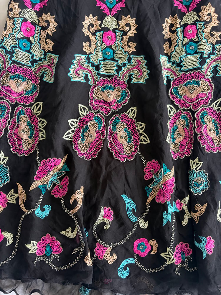 Vintage Y2K Aftershock silk black beaded midi fairy skirt