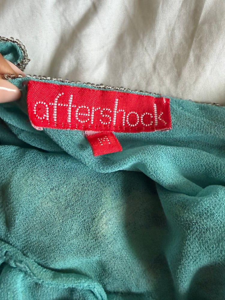 Vintage Y2K Aftershock yellow and blue ombre silk halterneck cami