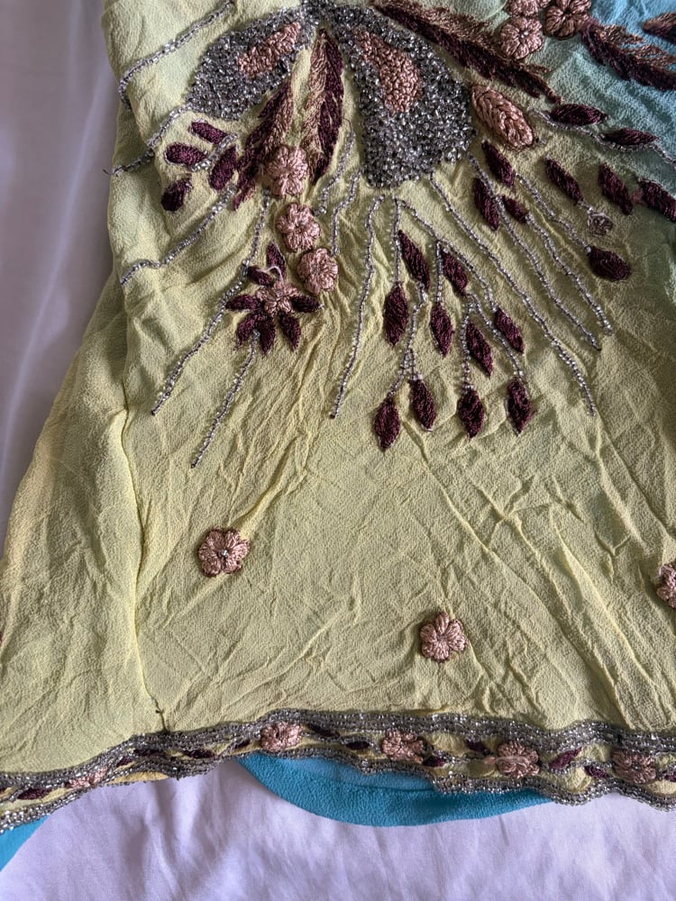Vintage Y2K Aftershock yellow and blue ombre silk halterneck cami