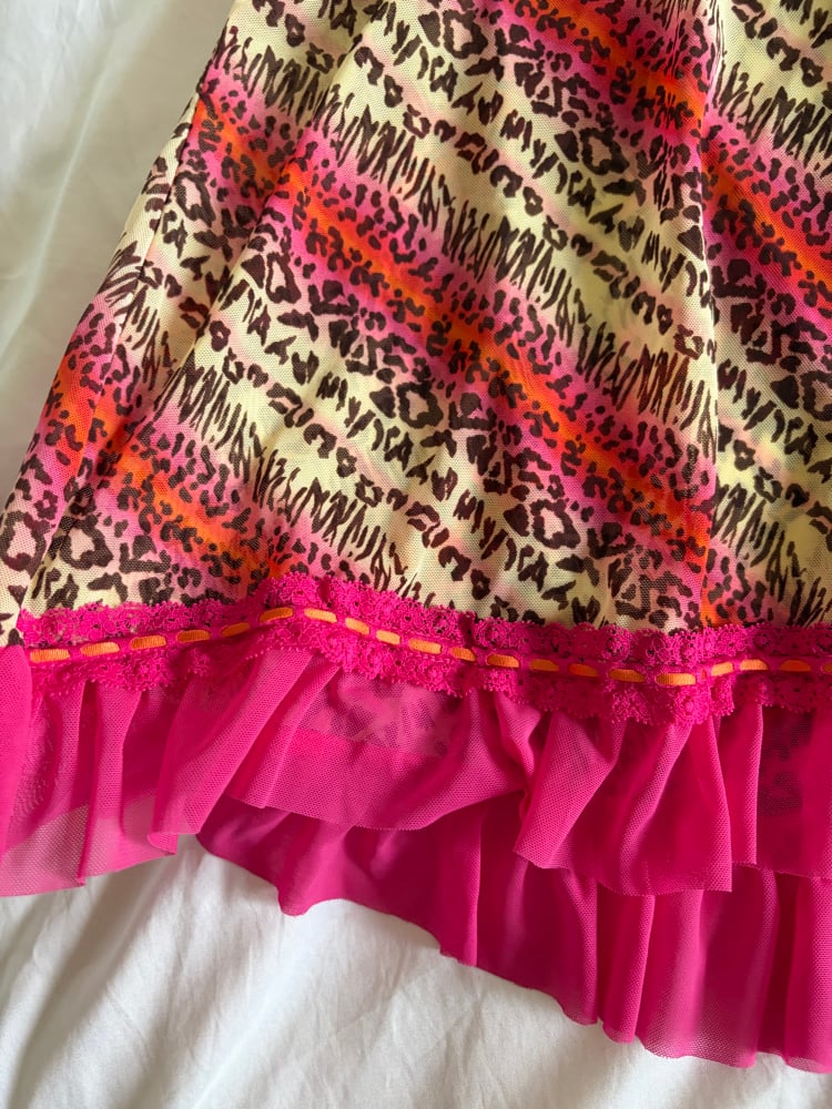 Vintage Y2K animal print pink and orange baby doll