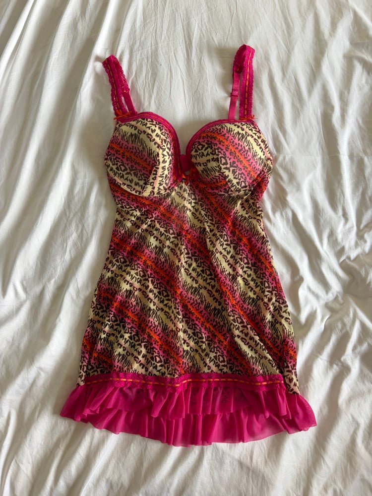 Vintage Y2K animal print pink and orange baby doll