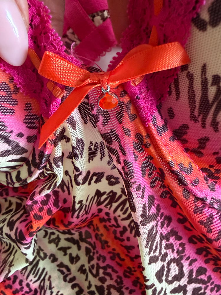 Vintage Y2K animal print pink and orange baby doll
