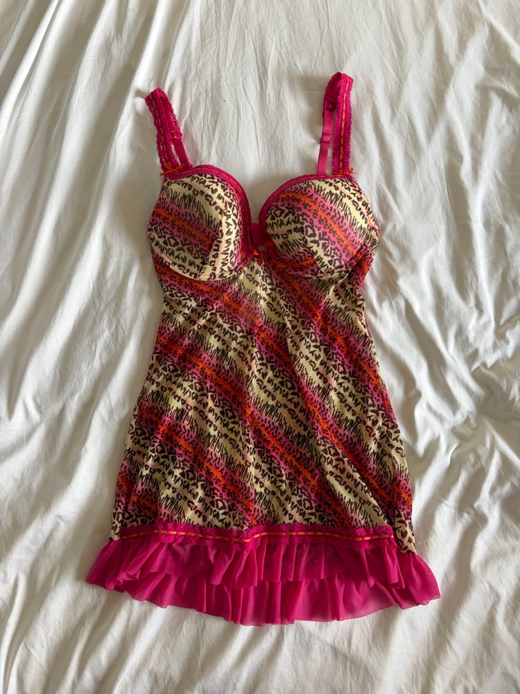 Vintage Y2K animal print pink and orange baby doll