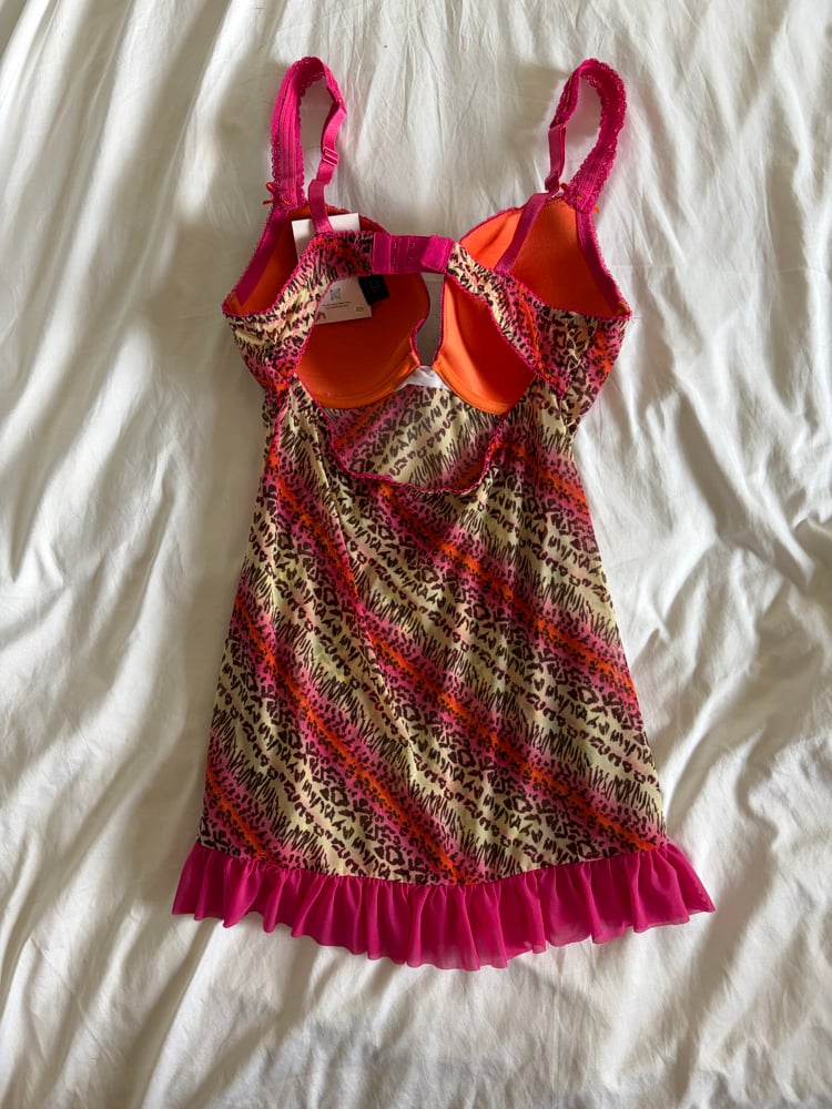 Vintage Y2K animal print pink and orange baby doll