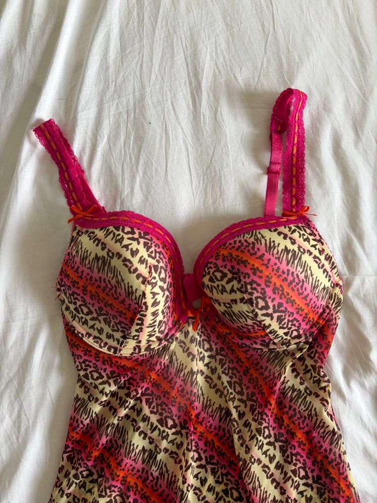 Vintage Y2K animal print pink and orange baby doll