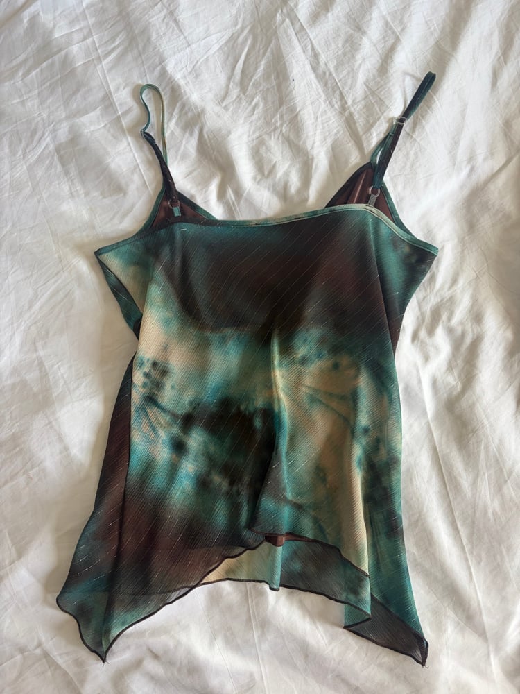 Vintage Y2K handkerchief hem tie dye sparkly cami