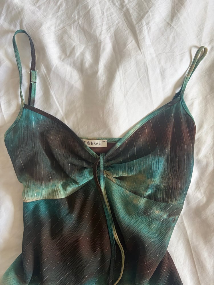 Vintage Y2K handkerchief hem tie dye sparkly cami