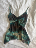 Vintage Y2K handkerchief hem tie dye sparkly cami