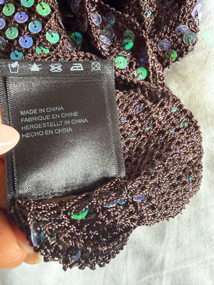 Vintage Y2K Aubergine iridescent sequin crochet cami