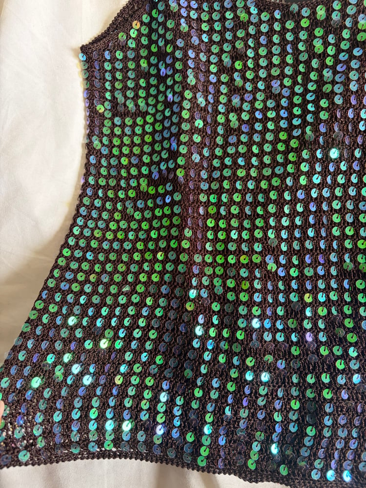 Vintage Y2K Aubergine iridescent sequin crochet cami