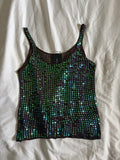 Vintage Y2K Aubergine iridescent sequin crochet cami