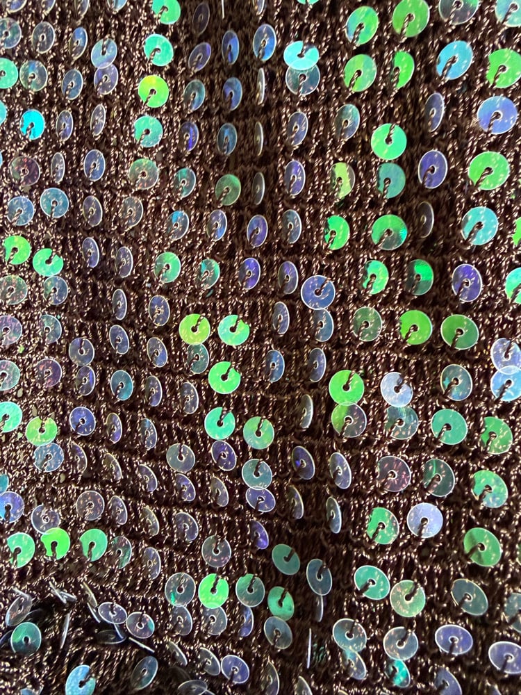 Vintage Y2K Aubergine iridescent sequin crochet small cami