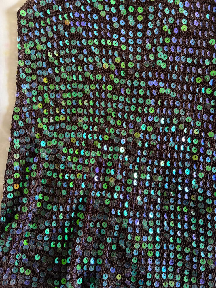 Vintage Y2K Aubergine iridescent sequin crochet small cami