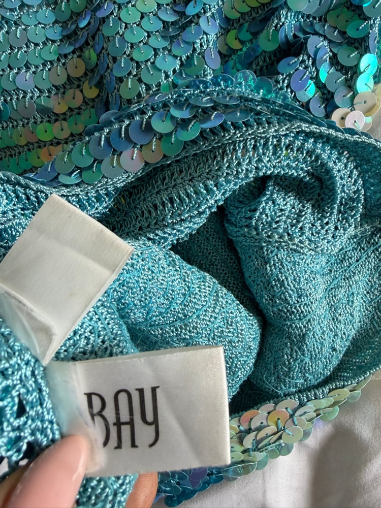 Vintage Y2K Bay Frost blue sequin crochet cami