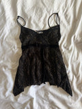 Vintage Y2K black and gold asymmetrical hem sparkly cami