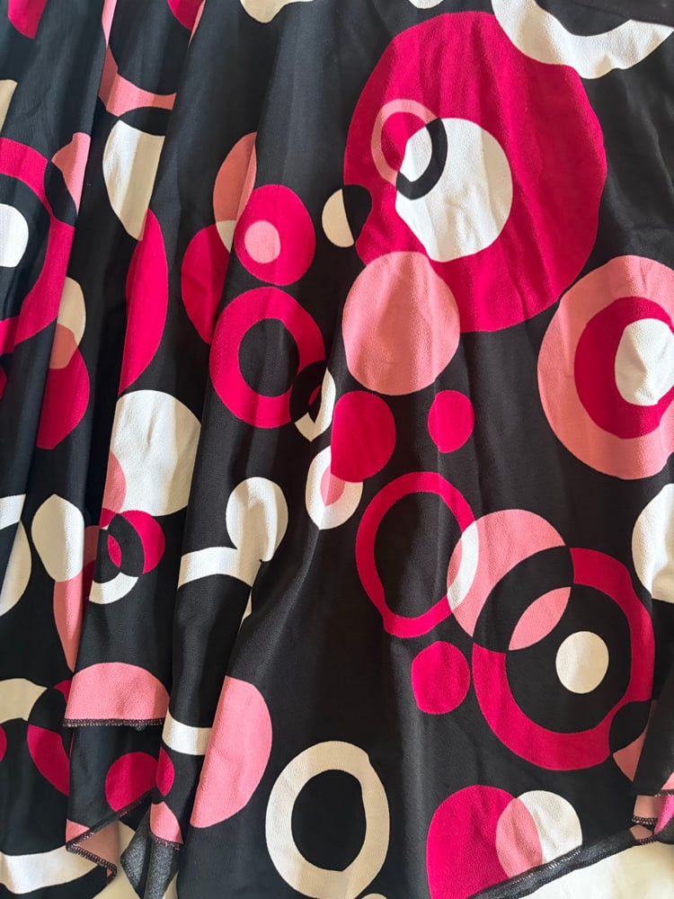 Vintage Y2K black and pink abstract print handkerchief hem fairy skirt