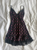 Vintage Y2K black cherry ruffle ultra mini dress