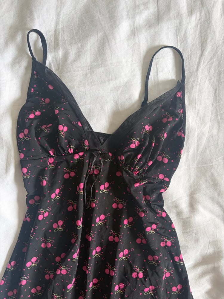 Vintage Y2K black cherry ruffle ultra mini dress