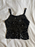 Vintage Y2K black crochet and sequin cami
