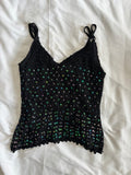 Vintage Y2K black crochet iridescent  sequin cami