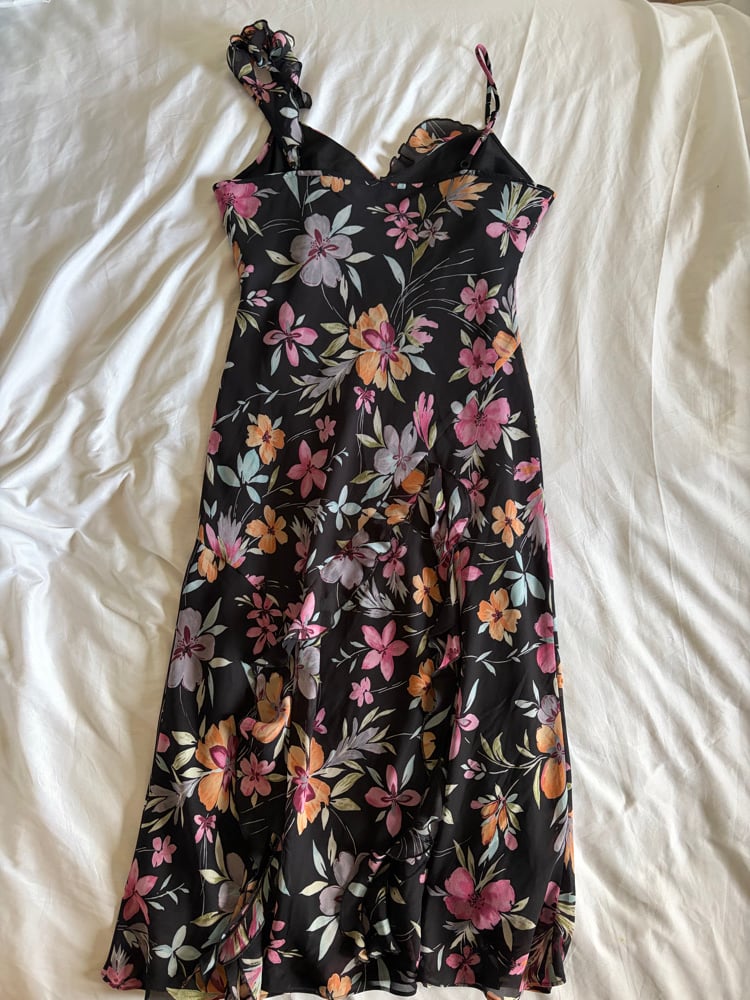 Vintage Y2K black floral sequin and beaded floaty fairy dress