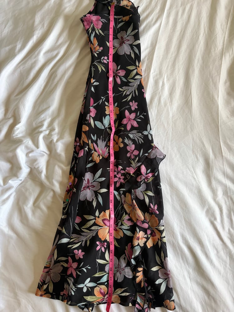 Vintage Y2K black floral sequin and beaded floaty fairy dress